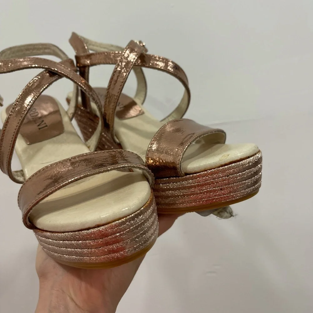 Cordani Harlow Rosegold Espadrille Wedge Sandal 36